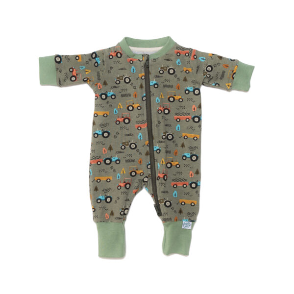 Baby Romper “Trucks” Green